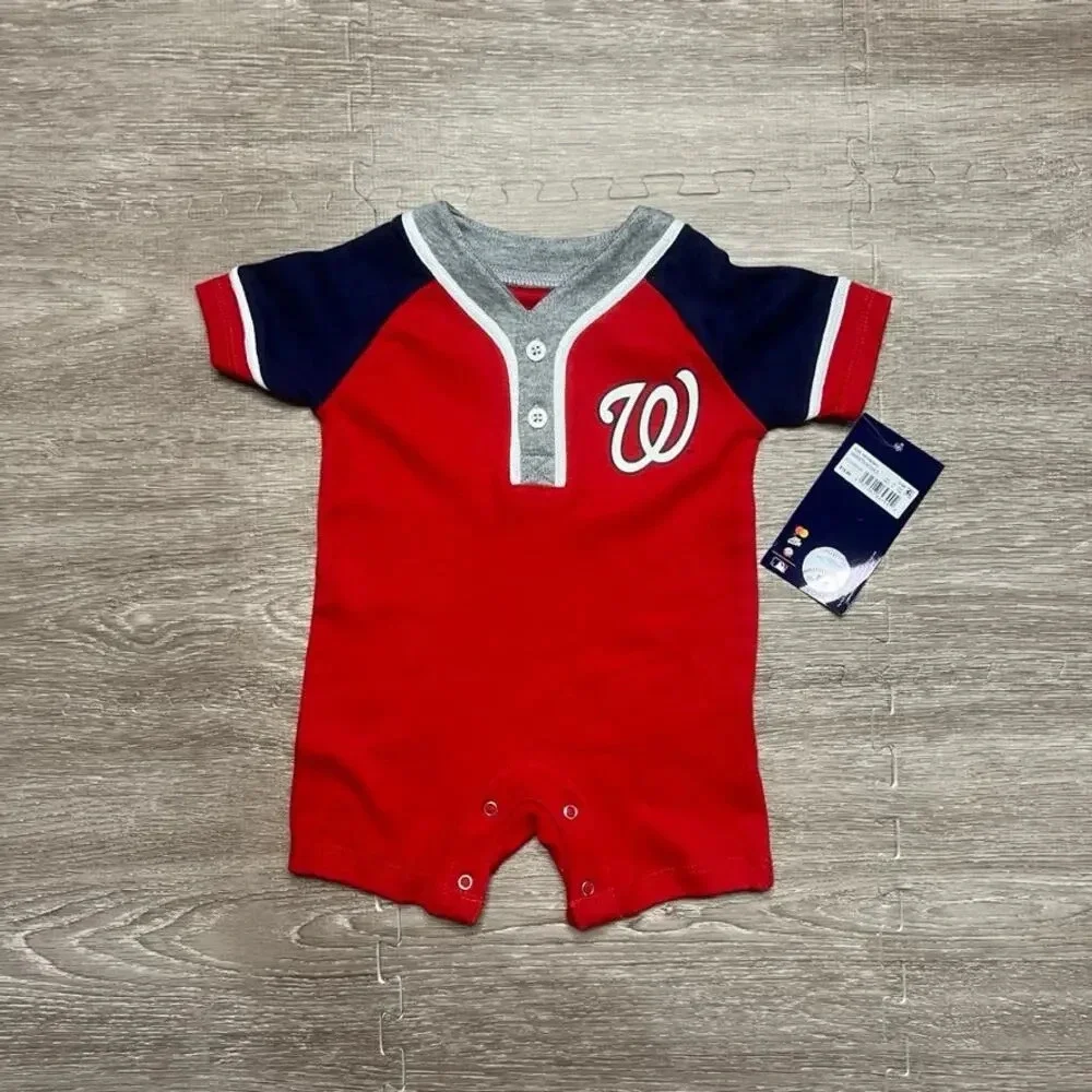 NWT Washington Nationals Baby 0/3 M Jumper‎ Jersey Red Sports Theme Durable